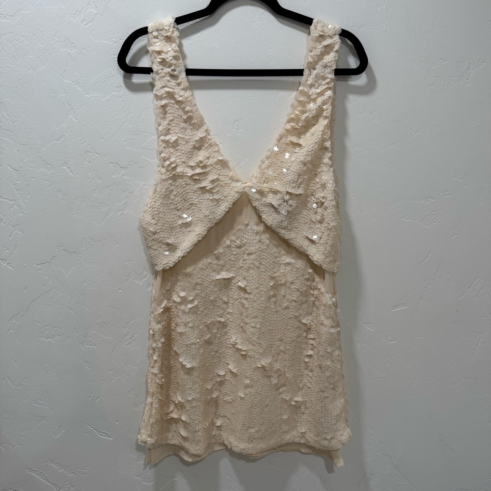 Nasty Gal Love Hangover Champagne Sequin Mini Dress Party Women's Medium - Picture 7 of 16